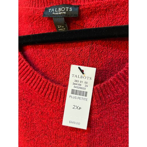 Talbots Red Side Tie Shimmer Shift Sweater Dress NWT Holiday Sparkle 2XP - Picture 4 of 9